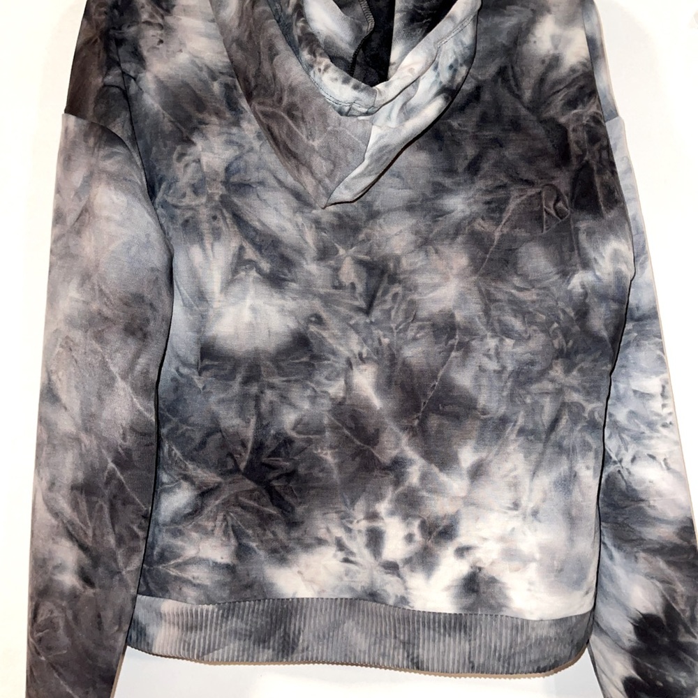 ✨HP✨ NWT “BEBE SPORT” SOFT BLACK & GREY TIE-DYE PULLOVER HOODIE, LADIES MEDIUM - Picture 5 of 7